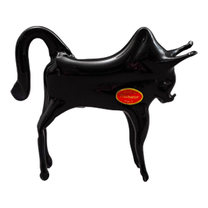 Murano Italy Vintage Black Blown Art Glass Bull Figurine Sculpture