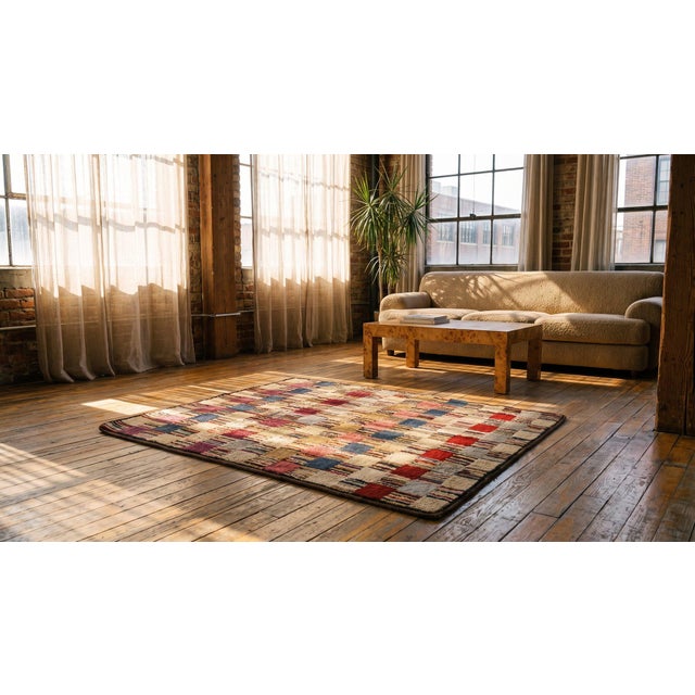 Wonderful Multi Color With Unique Symmetrical Design Antique American Hooked Rug For Sale - Image 13 of 15