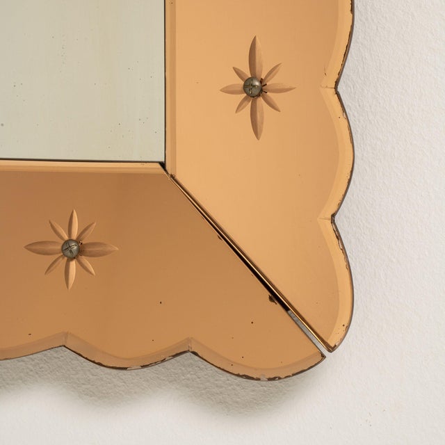 19th Century 19th Century France Art Deco Tan Wood Mirror For Sale - Image 5 of 8