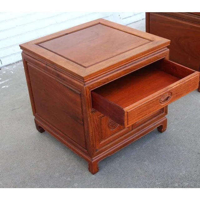 Mid 20th Century Pair Asian Rosewood Chinoiserie Nightstands For Sale In Houston - Image 6 of 10