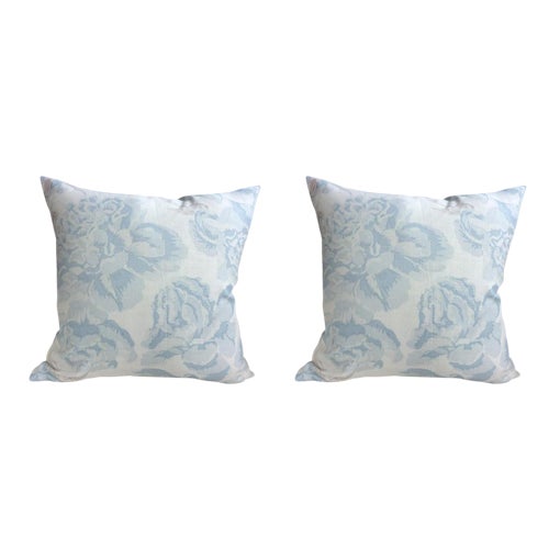 Contemporary Christopher Farr Peonies In Pale Blue Pillows A
