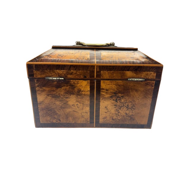 Traditional Regency Burl Wood Tea Caddy, England, Early 19th Century For Sale - Image 3 of 7