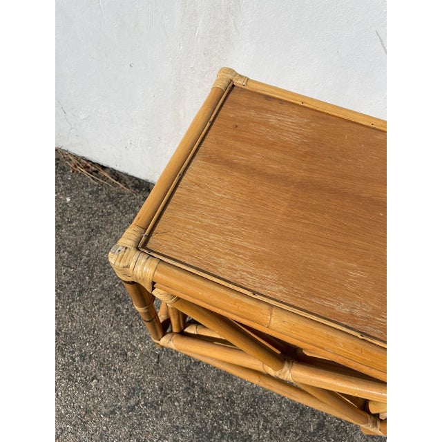 Set of 2 Nesting Tables Faux Bamboo Rattan Chinoiserie Coffee Accent Tables For Sale - Image 9 of 10
