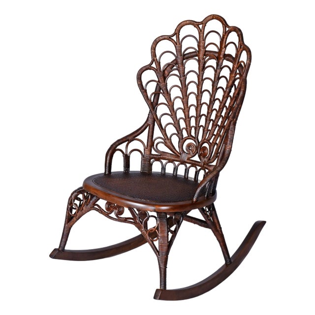 1800's Victorian Wicker Rocking Chair by Heywood-Wakefield or j.c. Berrien For Sale