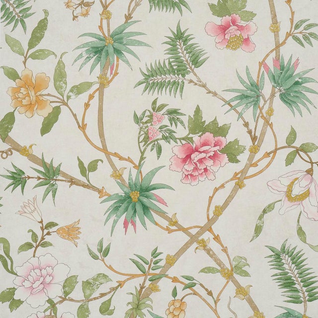 Schumacher Arasi Botanical Wallpaper In Petal For Sale