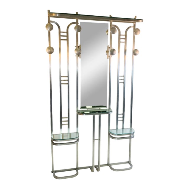 1930s Modernist Art Deco Aluminum Hall Rack For Sale