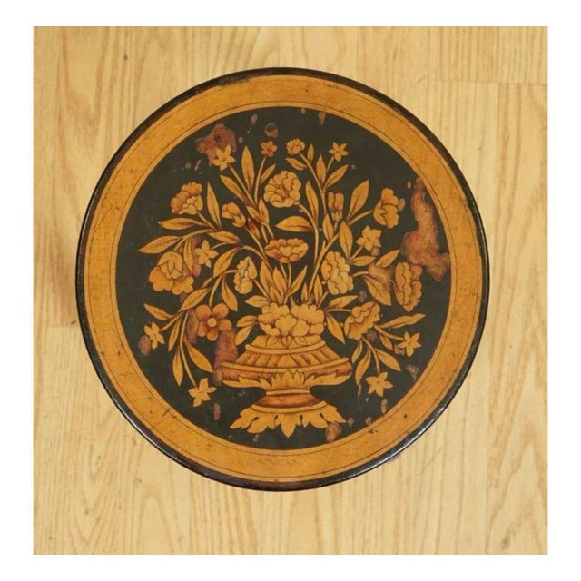 Dutch Lacquered Marquetry Stool For Sale - Image 6 of 9
