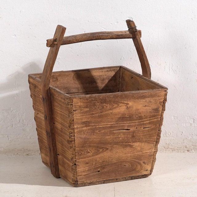 Brown Antique Wooden Basket, 1900s For Sale - Image 8 of 8