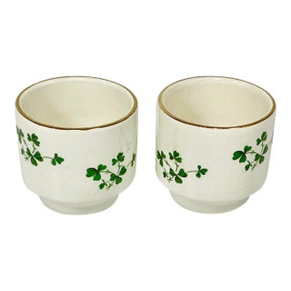 Mid-Century Scottish English Traditional St. Patrick’s Day Shamrock Egg Cups - A Pair. For Sale