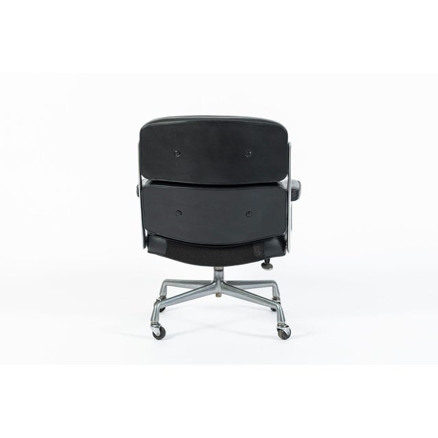 1980s Eames Time Life Executive Lobby Chair Herman Miller Black Leather Office Chair For Sale - Image 5 of 15