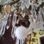 1940's Hollywood Regency Gilt & Verdigris Bronze, Crystal & Tole Floral Pendant/ Chandelier For Sale In Miami - Image 6 of 18
