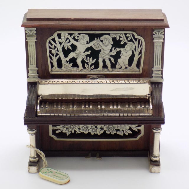 Vintage Italian Silver and Wood Silversmith Piano Figurine by Sacchetti, Tuscany, 1980s For Sale - Image 15 of 15