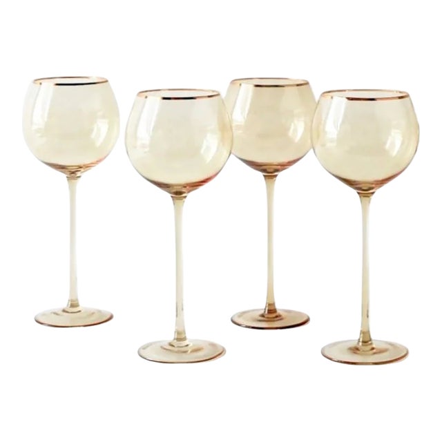Siren White Wine Goblets - Oro with Gold Rim, Set of 4 For Sale