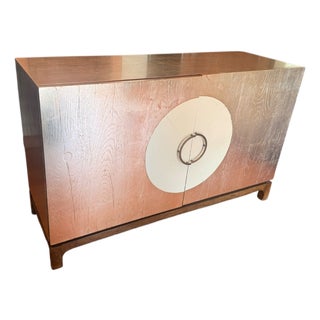 Theodore Alexander Silver Leaf Two-Door Credenza Sideboard For Sale