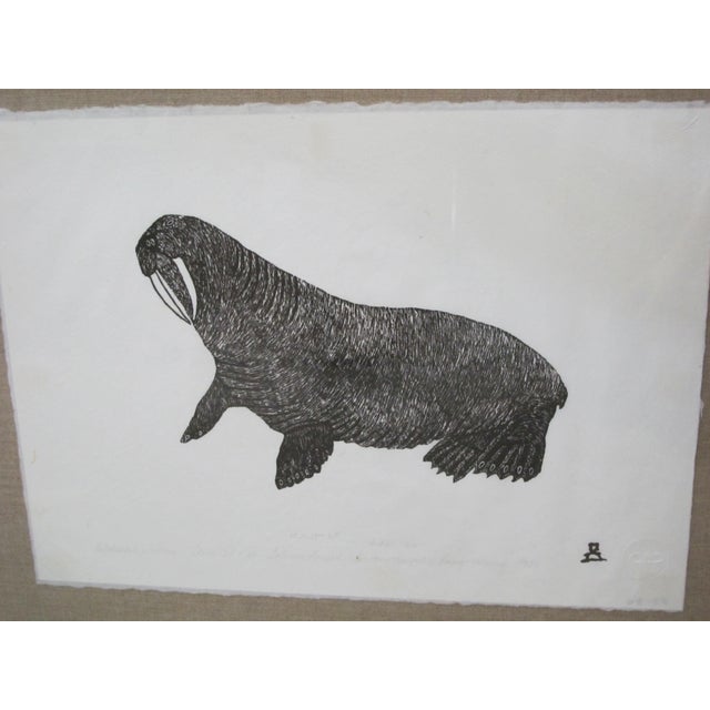 Solomon & Imoona Karpik Stone Cut Limited Edition Signed Print Watchful Walrus For Sale - Image 4 of 8