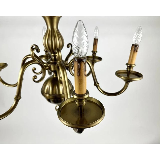 Large Vintage Chandelier in Gilt Bronze by Deknudt Belgium, 1970s For Sale - Image 4 of 10