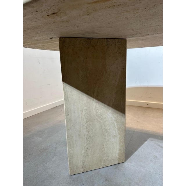 Minimalist Sculptural Oval Travertine Dining Table For Sale - Image 4 of 5