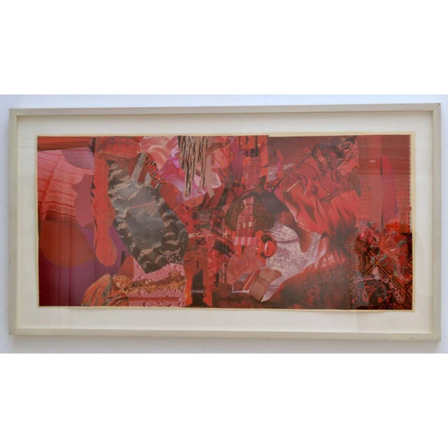 Abstract Collage Art in Tones of Red by Bill Allan, 1990s For Sale - Image 6 of 6