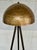 Original retail $1779, stylish Revelation Modern Hammered Antique Brass Tripod Hemi Floor Lamp, bronze legs with street...