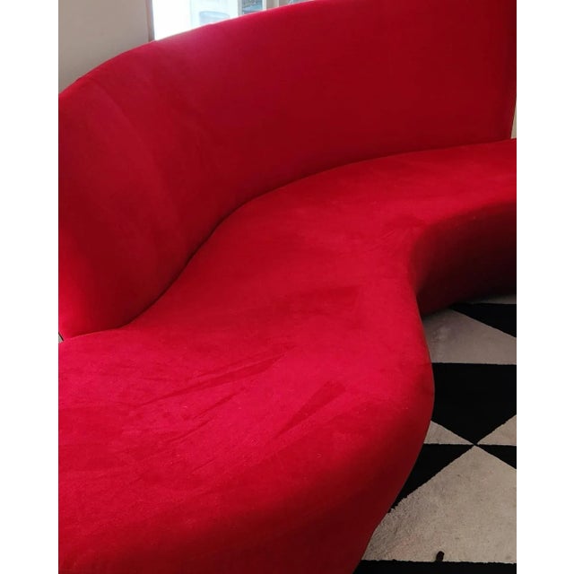 Preview 1980s Styled after Vladimir Kagan for Preview Red and Black Bilboa Sofa With Side Swivel Chair For Sale - Image 4 of 5