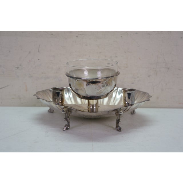 Vintage Silver Plated Seafood Scallop Shrimp Clam Shell Cocktail Serving Platter For Sale - Image 4 of 15