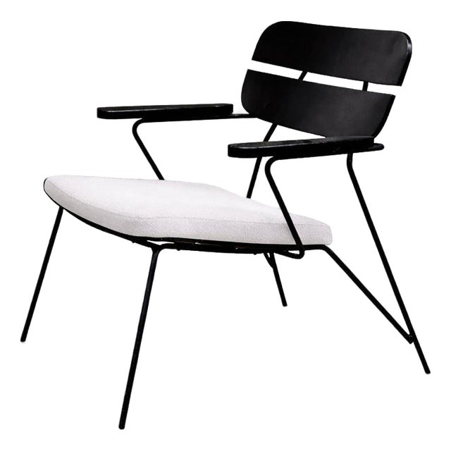Armchair in Metal and Wood With Ebony Finish, Carlo Hauner & Martin Eisler, 1950s For Sale