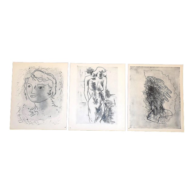 Vintage Mid 20th Century Georges Braque Abstract Lithographs - Set of 3 For Sale
