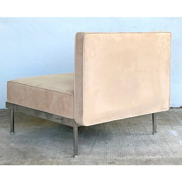 Mid-Century Modern Vintage Minimalist Chrome Base Lounge Chair For Sale - Image 3 of 12