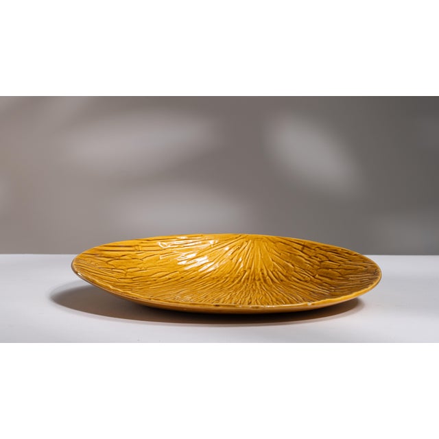 1970s Belgium Gold Ceramic Platter For Sale - Image 9 of 14
