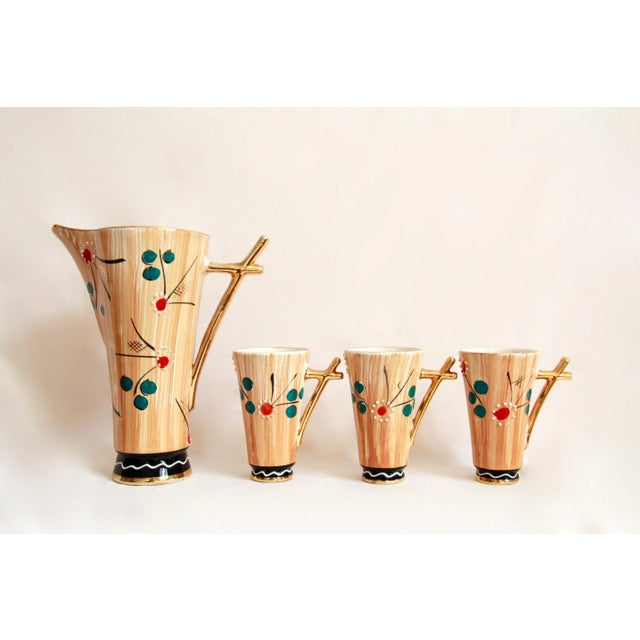 Mid-Century Ceramic Margherite Pitcher and Glasses, Italy, 1950s, Set of 5 For Sale - Image 11 of 13