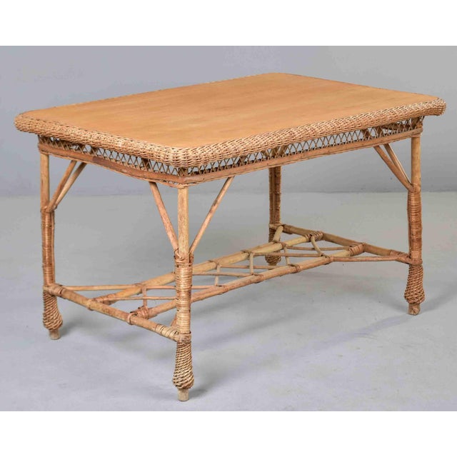 Vintage French Wicker Table and Four Chairs For Sale - Image 12 of 12