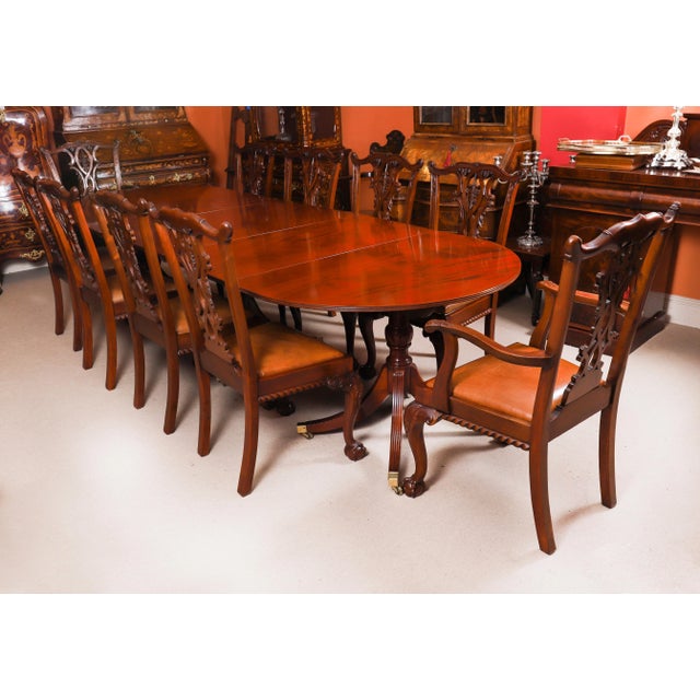 Hollywood Regency Antique George IV Regency Triple Pillar Dining Table, 1830s For Sale - Image 3 of 18