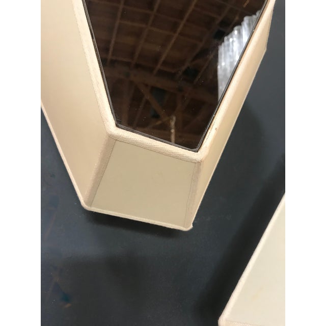 Metal Mid-Century Polygonal Wall Sconces With Fabric and Mirror, Italy - a Pair For Sale - Image 7 of 11
