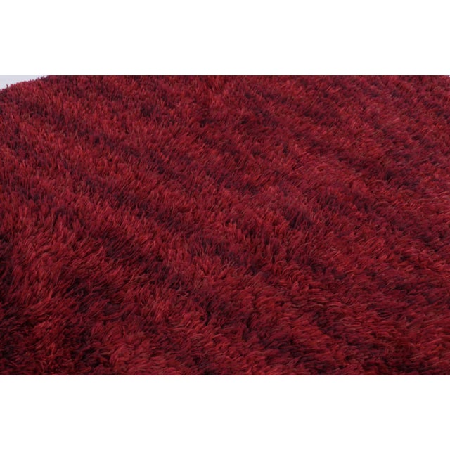 1960s Vintage Swedish Rya Rug With Red Subtle Geometric Pattern - Rug & Kilim For Sale - Image 5 of 9