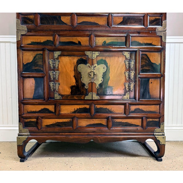 Antique Korean Two-Level Storage Chest Ich’ung Nong with Persimmon Panels For Sale - Image 18 of 18