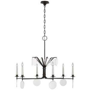 Chapman & Myers for Visual Comfort Signature Danvers XL Chandelier in Aged Iron with Clear Glass
