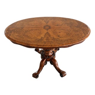 English Walnut Center Table, Circa 1850, Tilt Top For Sale