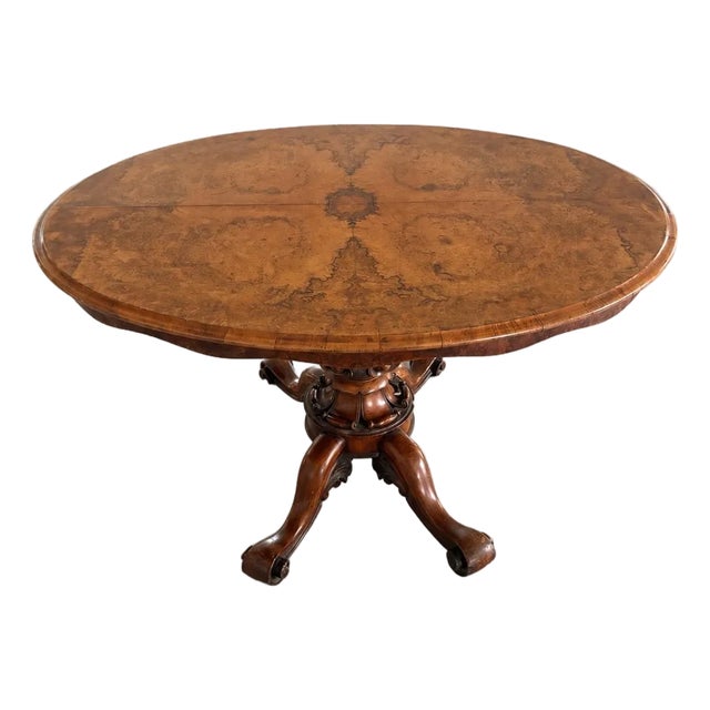 English Walnut Center Table, Circa 1850, Tilt Top For Sale
