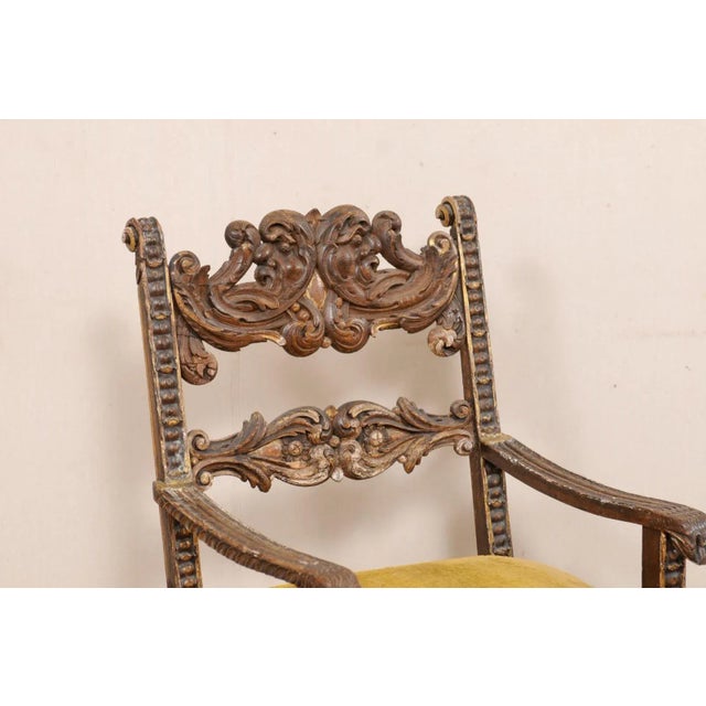 Early 18th Century 18th Century Vintage Italian Period Baroque Armchair with Carved Details For Sale - Image 5 of 12
