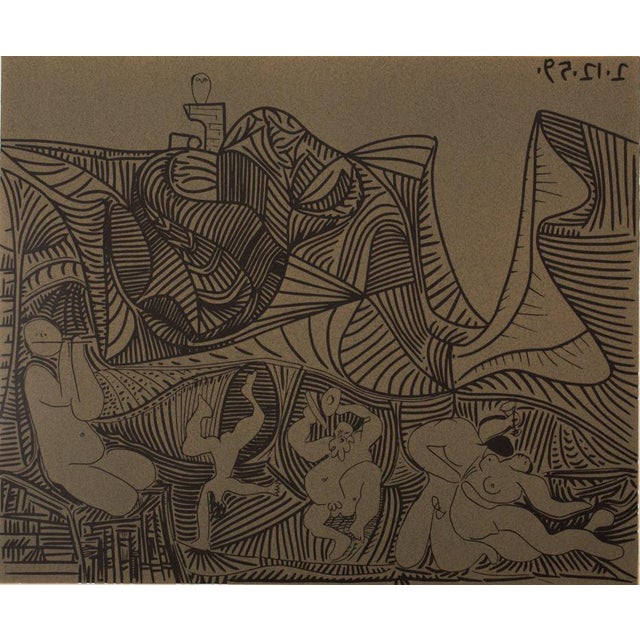 Pablo Picasso, Bacchanal, Night Dance with an Owl, Linocut, 1962 For Sale