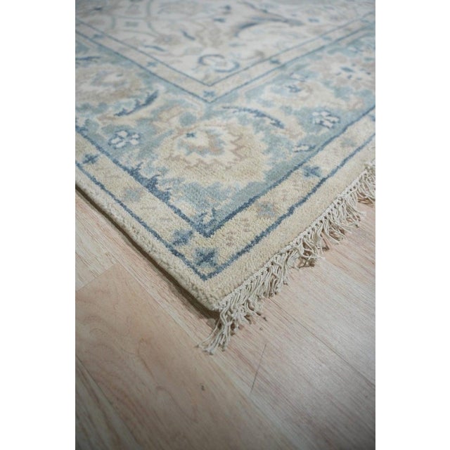 Contemporary 8x10 Ivory Hand-Knotted Wool Serene Floral Symmetry Traditional Carpet Rug For Sale - Image 3 of 5