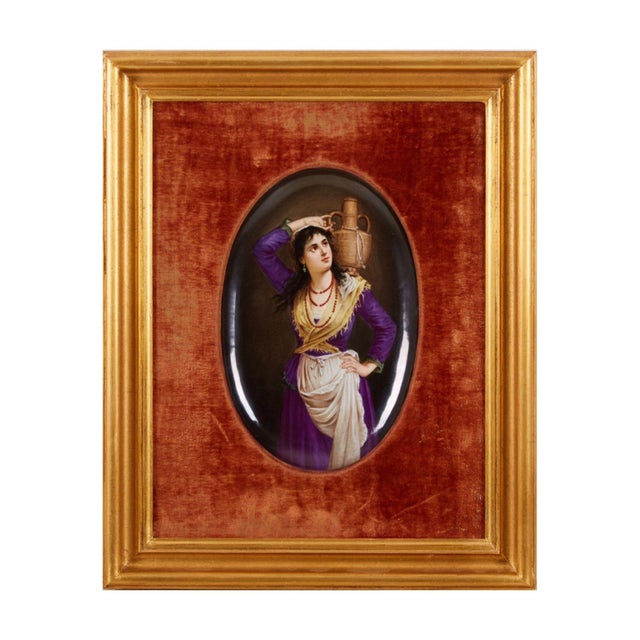 Porcelain Slab of the 19th Century, Girl with a Jug For Sale - Image 3 of 3