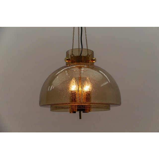 1960s Brass and Smoked Glass Hanging Lamp from Limburg, Germany, 1960s For Sale - Image 5 of 14