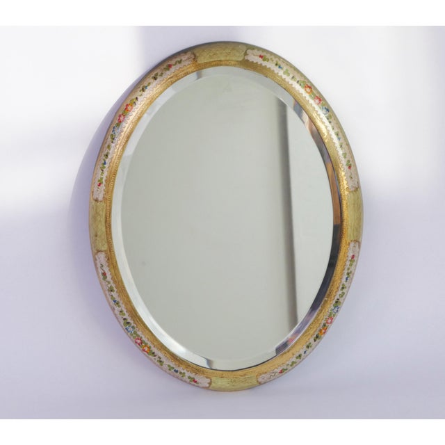 Vintage Italian Gold Gilt Wall Mirror with Floral Details, 1950s For Sale - Image 4 of 10
