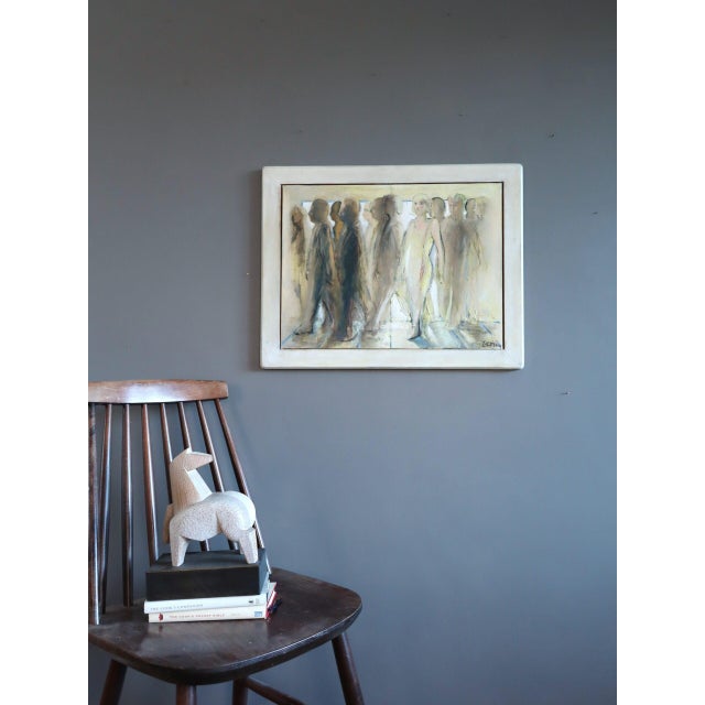Mid-Century Modern Mid-Century Modern 'Passing Light' Vintage Swedish Original Figurative Oil Painting, Framed For Sale - Image 3 of 11