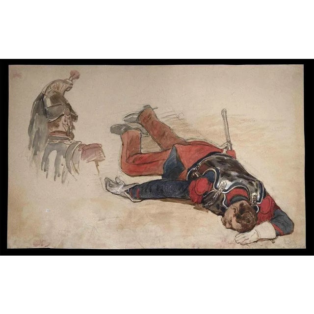 Jules Cornillier, Dead Soldier, Drawing, 19th-Century For Sale - Image 3 of 3