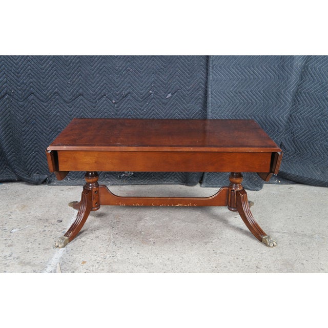 Wood Late 20th Century Bombay Company Mahogany Drop Leaf Duncan Phyfe style Coffee Table Console For Sale - Image 7 of 10