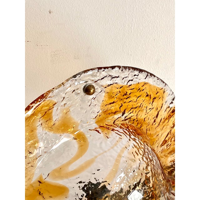 Large Wall Lamps in Amber Murano Glass and Brass Frame from Mazzega, 1960s, Set of 2 For Sale - Image 6 of 10