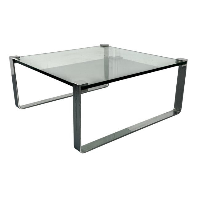 Modernist Chrome Steel and Glass Coffee Table by Ronald Schmitt for Draenert, 1970s For Sale