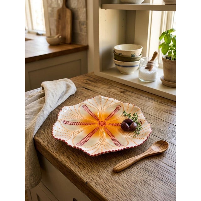 Hand-Painted South African Ceramic Sea Urchin Platter For Sale - Image 9 of 12